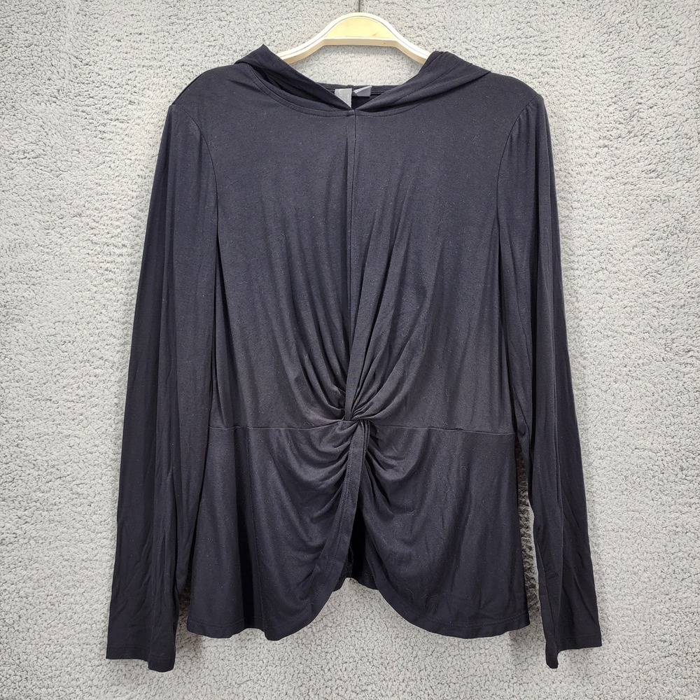 Sweaty Betty London Womens‎ Black Twist Front Hoodie Long Sleeve Top Size Small